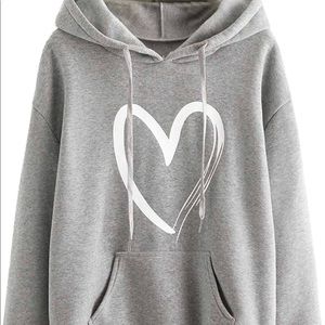 grey hoodie with heart